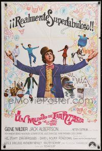1f117 WILLY WONKA & THE CHOCOLATE FACTORY Spanish 1971 great image of Gene Wilder & top cast!