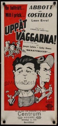 1f054 NOOSE HANGS HIGH Swedish stolpe 1948 cool cartoon art of Abbott & Costello on the run!
