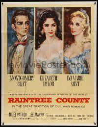 1g009 RAINTREE COUNTY 2sh 1957 art of Montgomery Clift, Elizabeth Taylor & Eva Marie Saint!