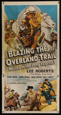 1g664 BLAZING THE OVERLAND TRAIL 3sh 1956 Glenn Cravath art of the Heroes of the Pony Express!