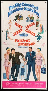 1g668 BOEING BOEING 3sh 1965 Tony Curtis & Jerry Lewis in the big comedy of nineteen sexty-sex!