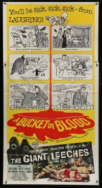 1g676 BUCKET OF BLOOD/GIANT LEECHES 3sh 1959 horror double-bill, you'll be sick sick sick from LAUGHING!