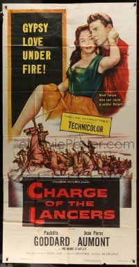 1g685 CHARGE OF THE LANCERS 3sh 1954 art of sexy Paulette Goddard & Jean Pierre Aumont!