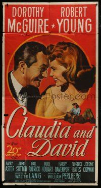 1g687 CLAUDIA & DAVID 3sh 1946 romantic close up artwork of Dorothy McGuire & Robert Young!