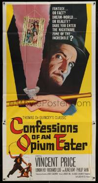 1g689 CONFESSIONS OF AN OPIUM EATER 3sh 1962 Vincent Price, cool artwork of drugs & caged girls!