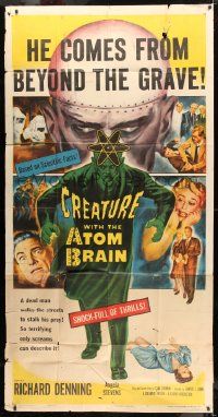 1g690 CREATURE WITH THE ATOM BRAIN 3sh 1955 Curt Siodmak, art of dead man stalking his prey!