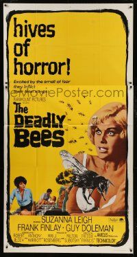 1g695 DEADLY BEES 3sh 1967 hives of horror, fatal stings, image of sexy near-naked girl attacked!