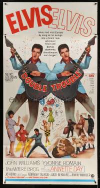 1g702 DOUBLE TROUBLE 3sh 1967 cool mirror image of rockin' Elvis Presley playing guitar!