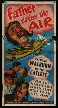 1g705 FATHER TAKES THE AIR 3sh 1951 Raymond Walburn, Walter Catlett, art of wacky aircraft!