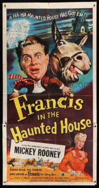 1g712 FRANCIS IN THE HAUNTED HOUSE 3sh 1956 wacky art of Mickey Rooney w/Francis the talking mule!