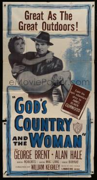 1g727 GOD'S COUNTRY & THE WOMAN 3sh R1948 George Brent, Beverly Roberts, James Oliver Curwood