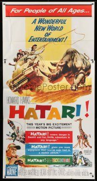 1g738 HATARI 3sh 1962 Howard Hawks, great Frank McCarthy artwork of John Wayne in Africa!