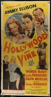 1g747 HOLLYWOOD & VINE 3sh 1944 Jimmy Ellison, Wanda McKay, Franklyn Pangborn, Daisy the dog!