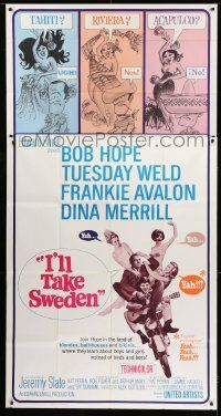 1g759 I'LL TAKE SWEDEN 3sh 1965 Bob Hope & Tuesday Weld in Scandinavia, lots of sexy bikini babes!