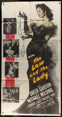 1g784 LAW & THE LADY 3sh 1951 great full-length sexiest artwork of Greer Garson in all black gown!