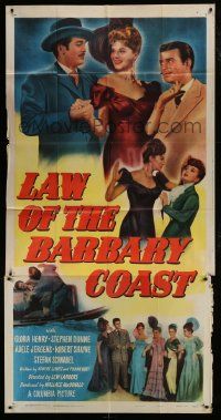 1g785 LAW OF THE BARBARY COAST 3sh 1949 sexy Gloria Henry, love & murder in the Devil's playground!