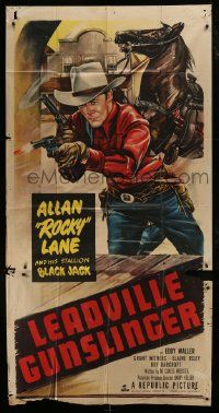 1g787 LEADVILLE GUNSLINGER 3sh 1952 cool artwork of cowboy Allan Rocky Lane shooting two guns!