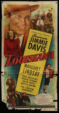 1g796 LOUISIANA 3sh 1947 real life Governor Jimmie Davis as himself & pretty Margaret Lindsay!