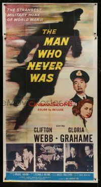 1g808 MAN WHO NEVER WAS 3sh 1956 Clifton Webb, Gloria Grahame, strangest military hoax of WWII!