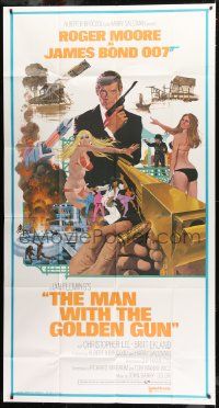 1g809 MAN WITH THE GOLDEN GUN West Hemi 3sh 1974 Robert McGinnis art of Roger Moore as James Bond!