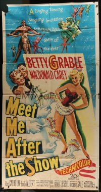 1g814 MEET ME AFTER THE SHOW 3sh 1951 artwork of sexy dancer Betty Grable & top cast members!