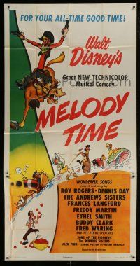 1g815 MELODY TIME style A 3sh 1948 Walt Disney, cool cartoon art of Pecos Bill, Little Toot & more!