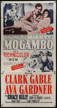 1g819 MOGAMBO 3sh R1960s Clark Gable, Grace Kelly & Ava Gardner in Africa, directed by John Ford!
