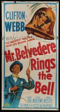 1g823 MR. BELVEDERE RINGS THE BELL 3sh 1951 artwork of Clifton Webb & lovers in bell!