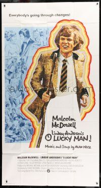 1g847 O LUCKY MAN int'l 3sh 1973 artwork of Malcolm McDowell, directed by Lindsay Anderson, rare!