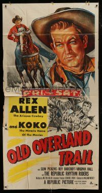 1g849 OLD OVERLAND TRAIL 3sh 1952 cool artwork of cowboy Rex Allen riding his horse Koko!