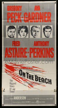 1g851 ON THE BEACH 3sh 1959 art of Gregory Peck, Ava Gardner, Fred Astaire & Anthony Perkins!