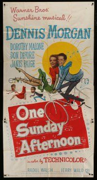 1g852 ONE SUNDAY AFTERNOON 3sh 1949 wacky artwork of Dennis Morgan & Dorothy Malone on bike!