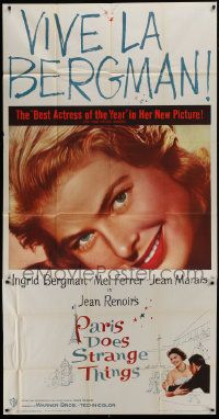 1g860 PARIS DOES STRANGE THINGS 3sh 1957 Jean Renoir's Elena et les hommes, c/u of Ingrid Bergman!