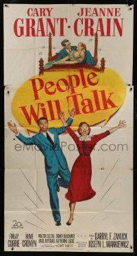 1g867 PEOPLE WILL TALK 3sh 1951 great artwork of Cary Grant & pretty Jeanne Crain, Mankiewicz!