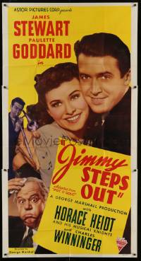 1g876 POT O' GOLD 3sh R1946 romantic c/u of James Stewart & Paulette Goddard, Jimmy Steps Out!