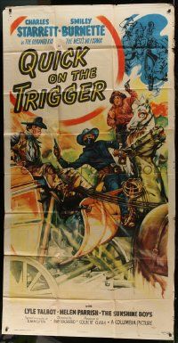 1g881 QUICK ON THE TRIGGER 3sh 1948 art of Charles Starrett as The Durango Kid, Smiley Burnette!