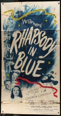 1g893 RHAPSODY IN BLUE 3sh 1945 Robert Alda as George Gershwin, Al Jolson pictured!