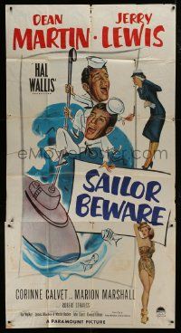 1g903 SAILOR BEWARE 3sh 1952 art of wacky Dean Martin & Jerry Lewis in the Navy!