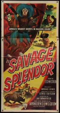 1g905 SAVAGE SPLENDOR style A 3sh 1949 Armand Denis, Africa's wildest secrets in blazing color, Widhoff art