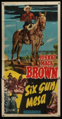 1g912 SIX GUN MESA 3sh 1950 full-length image of cowboy Johnny Mack Brown riding his horse!