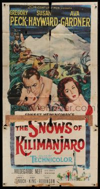 1g918 SNOWS OF KILIMANJARO 3sh 1952 art of Gregory Peck, Susan Hayward & Ava Gardner in Africa!