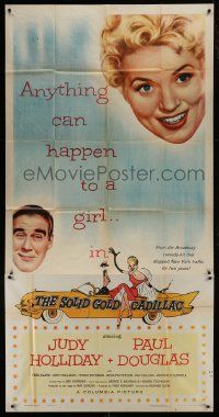 1g922 SOLID GOLD CADILLAC 3sh 1956 Hirschfeld art of Judy Holliday & Paul Douglas in car!