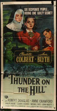 1g960 THUNDER ON THE HILL 3sh 1951 Claudette Colbert, 6 desperate people hiding one guilty secret!