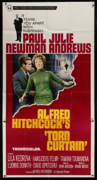 1g965 TORN CURTAIN 3sh 1966 Paul Newman, Julie Andrews, Alfred Hitchcock tears you apart w/suspense