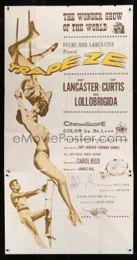 1g968 TRAPEZE 3sh R1961 great circus art of Burt Lancaster, Gina Lollobrigida & Tony Curtis!