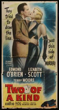 1g972 TWO OF A KIND 3sh 1951 art of sexy Lizabeth Scott & Edmond O'Brien, gambling film noir!