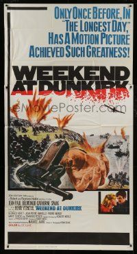 1g981 WEEKEND AT DUNKIRK 3sh 1965 Jean-Paul Belmondo, Catherine Spaak, World War II battle art!