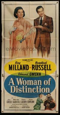 1g992 WOMAN OF DISTINCTION 3sh 1950 art of Rosalind Russell & college professor Ray Milland!