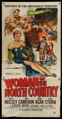 1g994 WOMAN OF THE NORTH COUNTRY 3sh 1952 sexy Ruth Hussey was mistress of the Northwest Frontier!