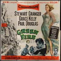 1g132 GREEN FIRE 6sh 1954 art of Stewart Granger & beautiful full-length wind-blown Grace Kelly!